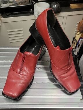 Sesto Meucci Red Leather Zip Women's Loafers